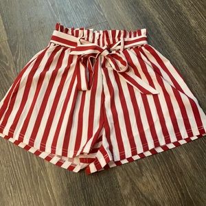 Red/ white striped cloth shorts